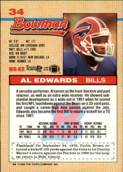 1992 Bowman #34 Al Edwards Back