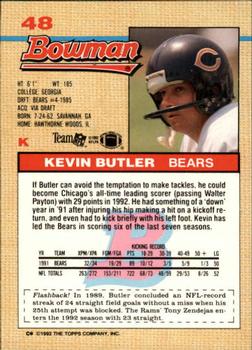1992 Bowman #48 Kevin Butler Back