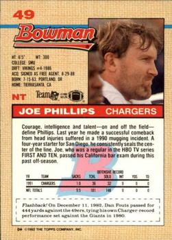 1992 Bowman #49 Joe Phillips Back