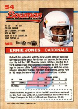 1992 Bowman #54 Ernie Jones Back