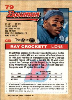 1992 Bowman #79 Ray Crockett Back