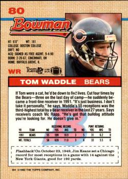 1992 Bowman #80 Tom Waddle Back