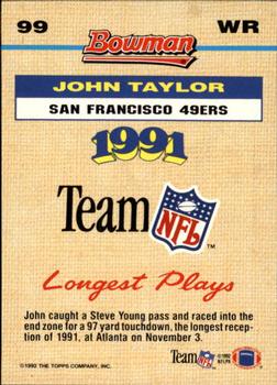 1992 Bowman #99 John Taylor Back
