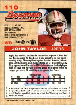 1992 Bowman #110 John Taylor Back