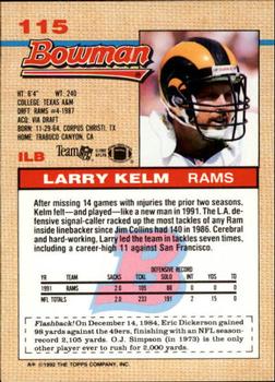 1992 Bowman #115 Larry Kelm Back