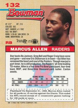 1992 Bowman #132 Marcus Allen Back