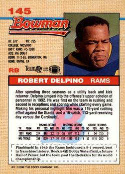 1992 Bowman #145 Robert Delpino Back