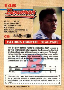 1992 Bowman #146 Patrick Hunter Back