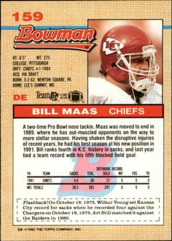 1992 Bowman #159 Bill Maas Back