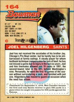 1992 Bowman #164 Joel Hilgenberg Back