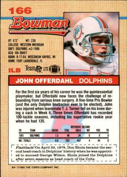 1992 Bowman #166 John Offerdahl Back