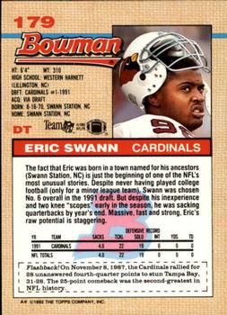 1992 Bowman #179 Eric Swann Back
