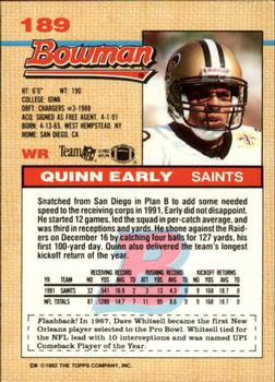 1992 Bowman #189 Quinn Early Back