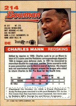 1992 Bowman #214 Charles Mann Back