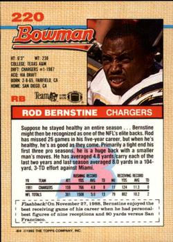 1992 Bowman #220 Rod Bernstine Back