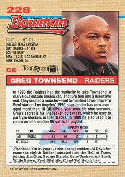 1992 Bowman #228 Greg Townsend Back