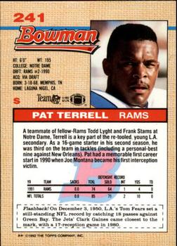 1992 Bowman #241 Pat Terrell Back
