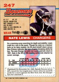 1992 Bowman #247 Nate Lewis Back