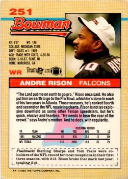 1992 Bowman #251 Andre Rison Back