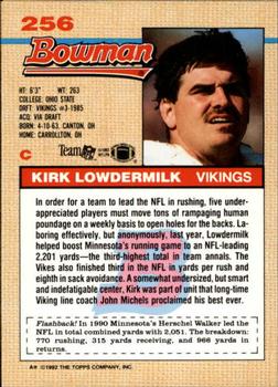 1992 Bowman #256 Kirk Lowdermilk Back