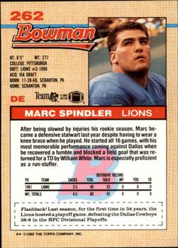1992 Bowman #262 Marc Spindler Back