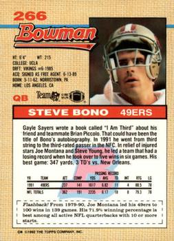 1992 Bowman #266 Steve Bono Back