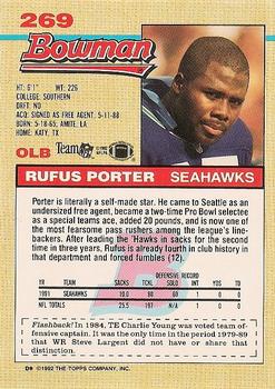 1992 Bowman #269 Rufus Porter Back