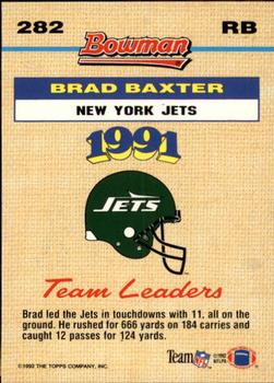 1992 Bowman #282 Brad Baxter Back