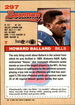 1992 Bowman #297 Howard Ballard Back