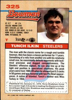 1992 Bowman #325 Tunch Ilkin Back