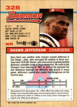 1992 Bowman #328 Shawn Jefferson Back