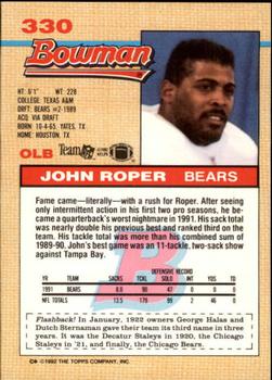1992 Bowman #330 John Roper Back