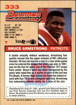 1992 Bowman #333 Bruce Armstrong Back