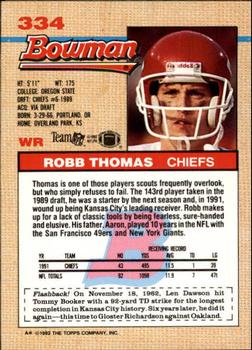 1992 Bowman #334 Robb Thomas Back