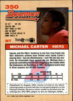 1992 Bowman #350 Michael Carter Back