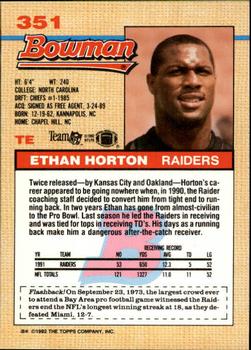 1992 Bowman #351 Ethan Horton Back