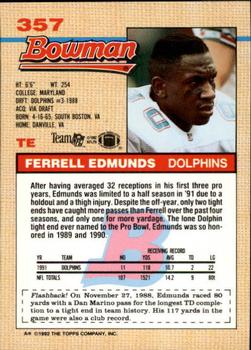 1992 Bowman #357 Ferrell Edmunds Back