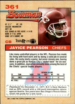 1992 Bowman #361 Jayice Pearson Back