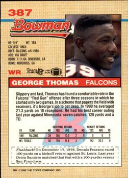 1992 Bowman #387 George Thomas Back