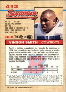 1992 Bowman #412 Vinson Smith Back