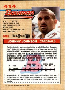 1992 Bowman #414 Johnny Johnson Back