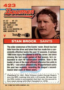 1992 Bowman #423 Stan Brock Back