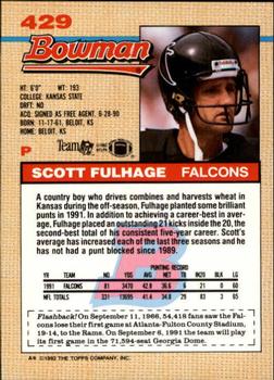 1992 Bowman #429 Scott Fulhage Back