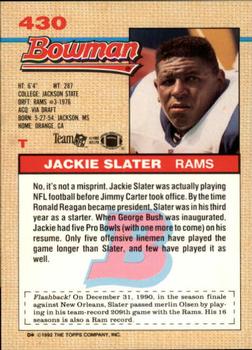 1992 Bowman #430 Jackie Slater Back