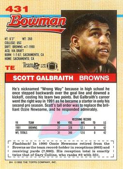 1992 Bowman #431 Scott Galbraith Back