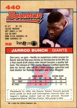 1992 Bowman #440 Jarrod Bunch Back