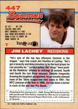 1992 Bowman #447 Jim Lachey Back