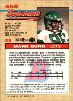 1992 Bowman #459 Mark Gunn Back