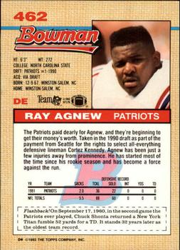 1992 Bowman #462 Ray Agnew Back