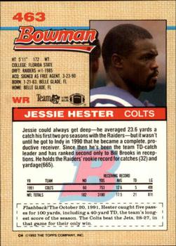 1992 Bowman #463 Jessie Hester Back